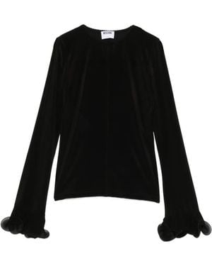 Moschino Ruffled Long-Sleeve Top - Black