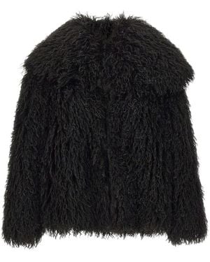 Kaos Faux-Fur Wide-Collar Jacket - Black