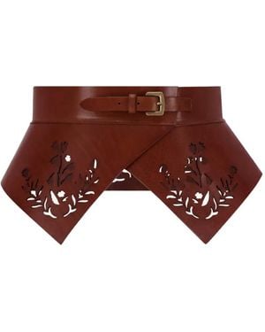 Lela Rose Laser-cut floral belt - Marrón