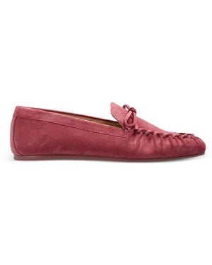 Stuart Weitzman Britt Bow Braided Loafers - Red