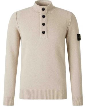 Stone Island Turtleneck Button Jumper - Natural