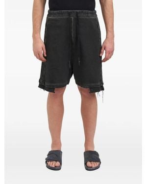 MD75 Raw-Edge Drawstring Track Shorts - Black