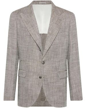 Brunello Cucinelli Light Silk Linen Blazer - Gray