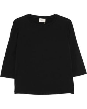 Weekend by Maxmara Multia Boat-Neck Three-Quarter-Sleeve T-Shirt - Black