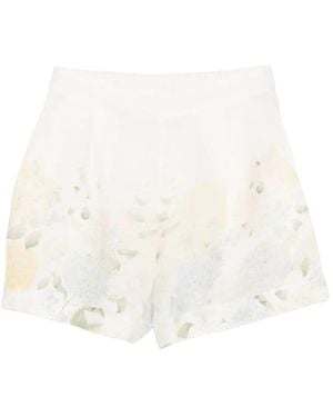 MC2 Saint Barth Amani Floral-Print Logo-Embroidered Shorts - White