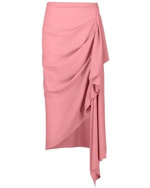 Michael Kors Falda Midi Cascade Con Volantes - Rosa