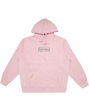 Supreme X Kaws Chalk Logo Drawstring Hoodie - Pink