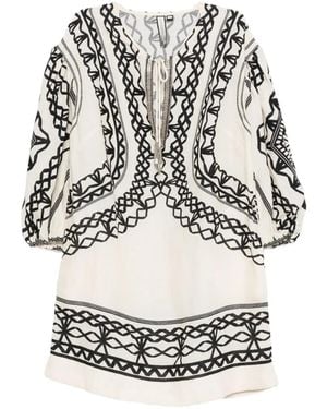 Scarlett Poppies Portofina Geometric-Print Mini Dress - White