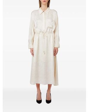 Liu Jo Jacquard-Woven Drawstring Midi Dress - White