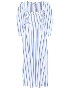 Ganni Striped Smock Dress - Blue