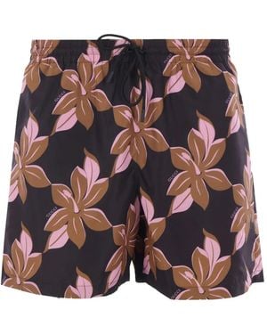 Gucci Floral Drawstring Swim Shorts - Brown