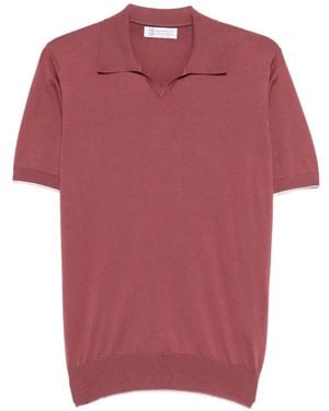 Brunello Cucinelli V-Neck T-Shirt - Red