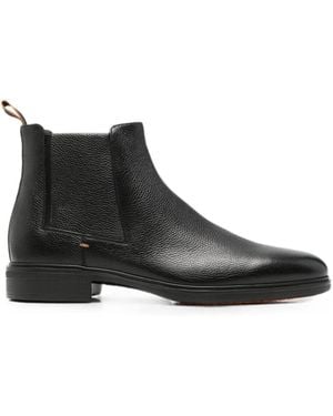 Santoni Easy Grained Leather Chelsea Boots - Black