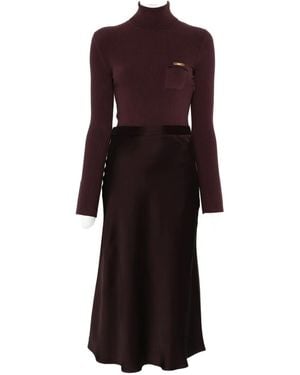 Elisabetta Franchi Ribbed-knit turtleneck dress - Morado