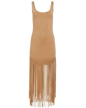 Toccin Roxanne Scoop-Neck Fringed Midi Dress - White