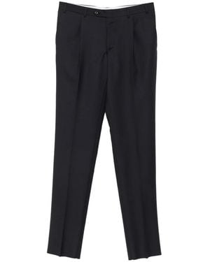 Canali Pantalon En Laine À Design Plissé - Black