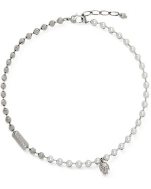 McQueen Skull Pearl-Embellished Necklace - White