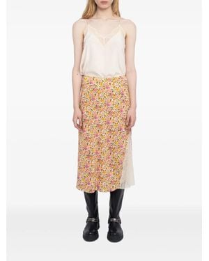 Zadig & Voltaire Jayla Floral-Print Midi Skirt - Natural