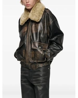 MISBHV Front-Pocket Leather Jacket - Black