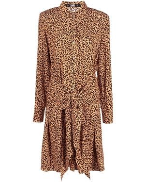 KARL LAGERFELD Robe Ceinturée À Imprimé Léopard - Brown