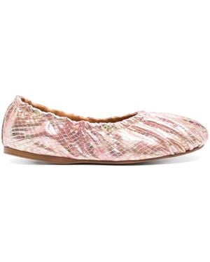 Forte Forte Laminated Snake-Print Ballet Flats - Pink