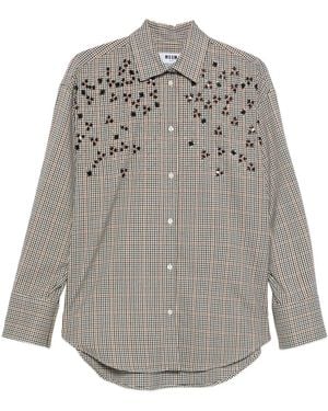 MSGM Hemd mit Vichy-Stickerei - Grau