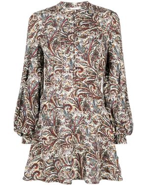 Ixiah Carnelian Danelian-Print Beaded Minidress - Brown