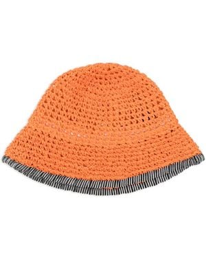 Missoni Crochet-Knit Striped-Trim Hat - Orange