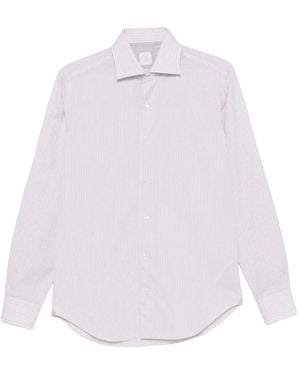 Eleventy Striped-Pattern Spread-Collar Shirt - White