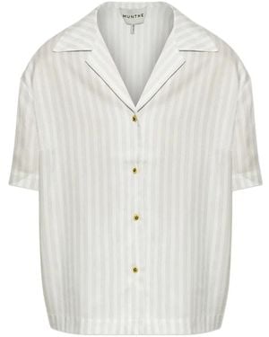 Munthe Brianda Pinstripe-Pattern Short-Sleeved Shirt - White