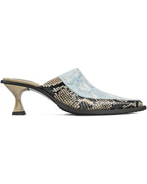 Eytys Snake-Print Leather Mules - White