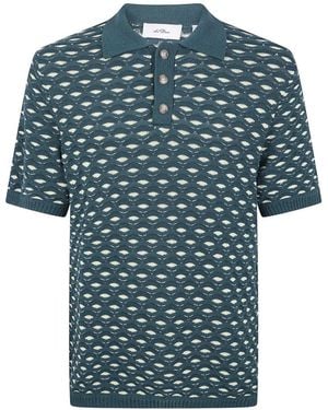 Les Deux Esmay Shell Knitted Polo Shirt - Blue