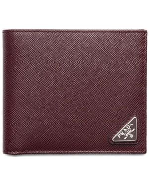 Prada Triangle-Logo Leather Wallet - Purple