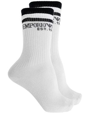 Emporio Armani Logo-Print Ribbed-Knit Socks (Set Of Two) - White