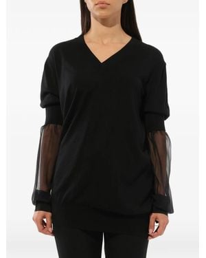 Givenchy Deep V-Neck Top - Black