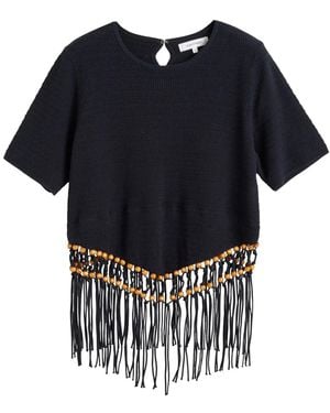 Chinti & Parker X Laura Whitmore Beaded Top - Black
