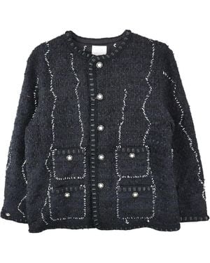 READYMADE Button-Embellished Tweed Jacket - Black