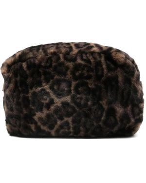 Apparis Leopard-Print Zip Clutch Bag - Black