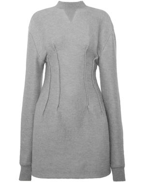 JW Anderson Textured Long-Sleeve Hourglass Dress - Gray