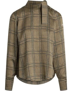Patou チェック スカーフディテールブラウス - グリーン