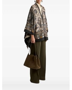 Etro Wool-Blend Jacquard Cape With Paisley Motif - Black