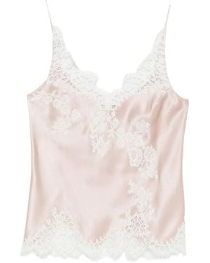 Carine Gilson Slip Dress Con Cuello En V Y Detalle De Encaje - Rosa