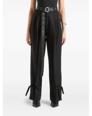 Manière De Voir Suzanne Tailored Trousers With Oversized Belt And Ankle Ties - Black