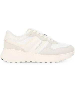 Tommy Hilfiger Logo-Print Panelled Trainers - White