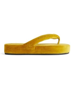 Balenciaga Jet Lag Velvet Platform Sandals - Yellow