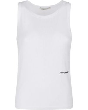hinnominate Ribbed Logo Tank Top - White