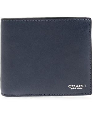 COACH Logo-Print Leather Wallet - Blue