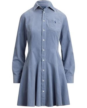 Polo Ralph Lauren Button-Down Shirt Mini Dress - Blue