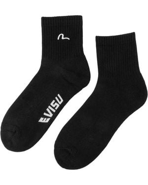 Evisu Seagull Logo-Embroidered Socks - Black