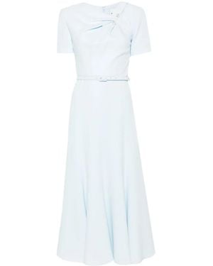 Roland Mouret Short Sleeve Heavy Cady Belted Midi Dress - White